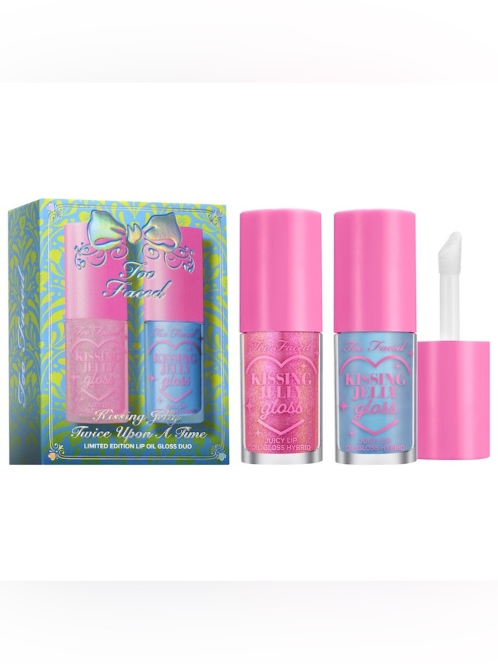 BNIB Too Faced Kissing Jelly Twice Upon A Time Lip Oil Gloss Duo